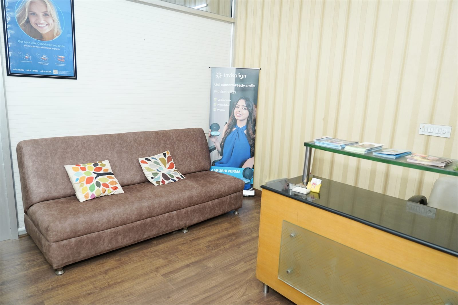 Reception area at Marwaha Dental Clinic in Gurugram
